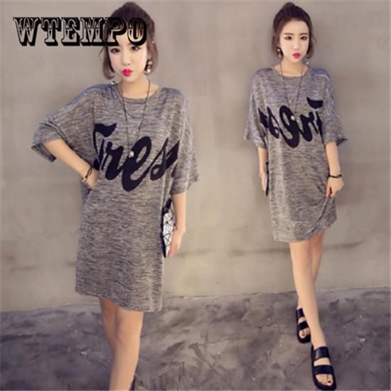 Summer Streetwear Women Clothes Short Sleeve Cotton T Shirt Dresses Plus Size Casual O -Neck