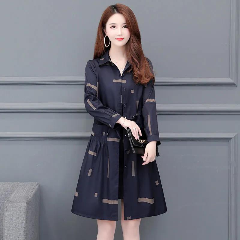 Large Size Windbreaker Mid-length Korean Style Autumn and Winter Jacket Women Are Thin Western Fashionversatile and Casual