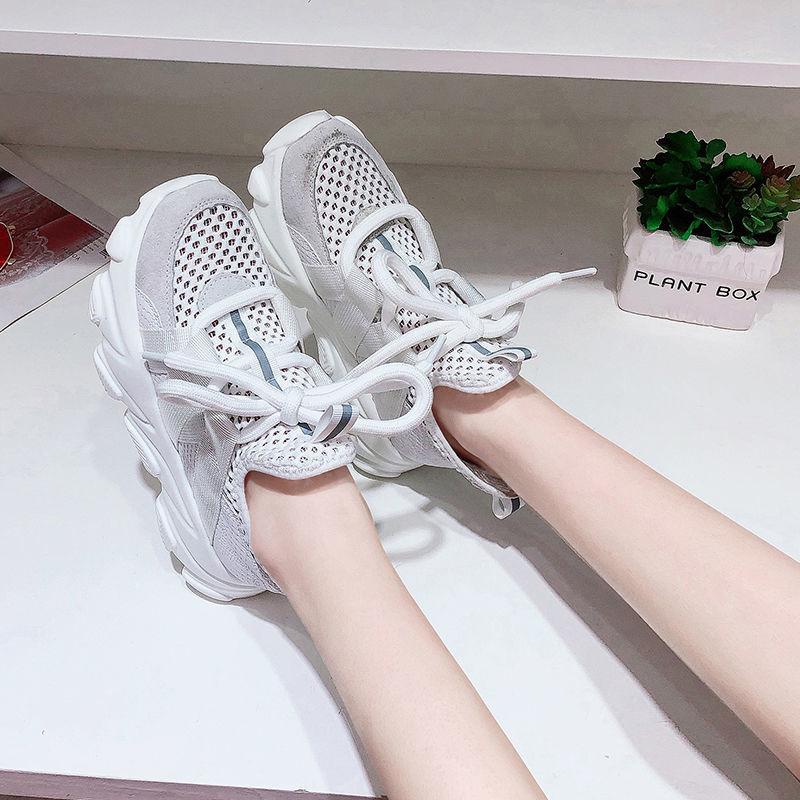 Spring  Summer Mesh Hollow Breathable Women's Shoes Flat Casual Sports Shoes Female Students Korean Wild Shoes