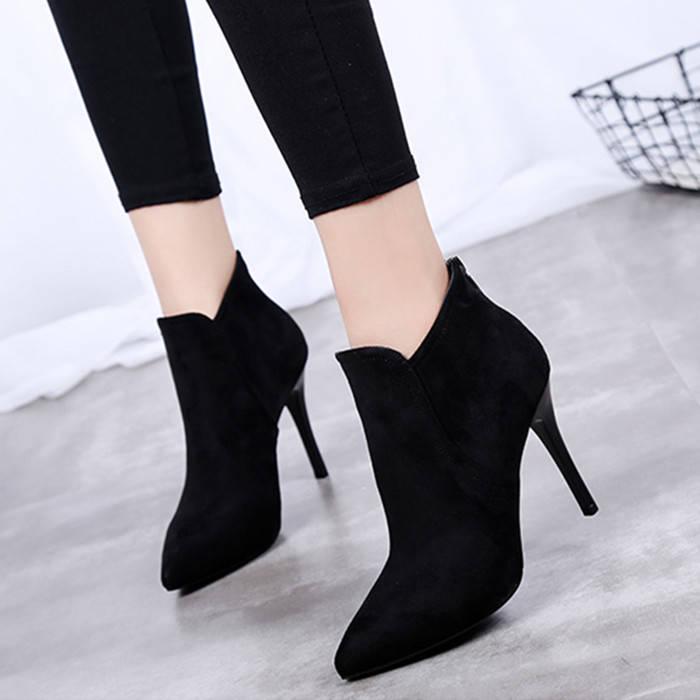 Winter Pattern Fashion Cusp Fine Heel Martin Short Boots Warm High-heeled Banquet Women Boots 9CM