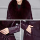 Winter PU Leather Female Imitation Fox Fur Collar Cotton Jacket In The Long Section Slim Padded Jacket Fashion Casual Women Leather Jacket
