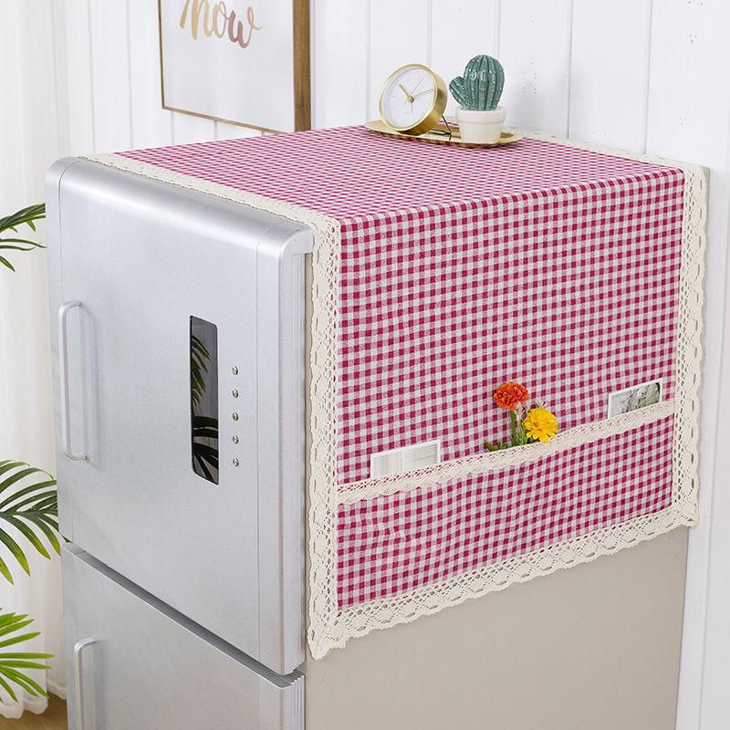 Cotton Linen Single Door Refrigerator Cover Towel Double Door Refrigerator Towel Dust Cover Side Door Washing Machine Cover Towel