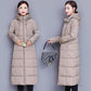 Ladies Down Hooded Cotton Jacket Winter Fashion Plus Velvet Thickening Warm Cotton Jacket Long Plus Size Slim Jacket