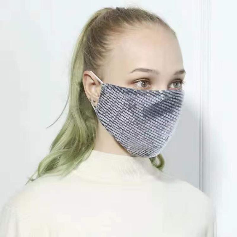 Ladies Cotton Sequin Masks Fall Winter High Quality Masks Warm Anti-smog Masks Solid Cotton Breathable Masks Adult Windproof Holiday Party Masks