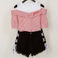 Fashion Plus Size Shorts Sets Summer Sweet Off Shoulder Tops Shorts 2 Pieces Sets Women Outfits