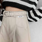 Send Belt PU Leather Shorts Female Autumn and Winter A-line All-match Boot Pants Large Size High Waist Wide Leg Loose Outer Wear Casual Pants