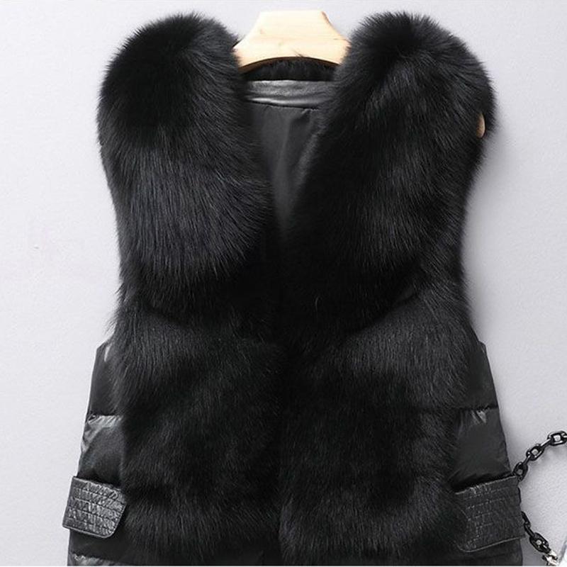 Short Down Jacket Women Imitation Fox Fur Vest Vest Women Winter Vest Jacket Women Warm Sleeveless Jacket
