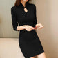 Winter China Style Traditional Buckle Bottom Sweater Dress Sexy Slim Knitted Skirt Bodycon