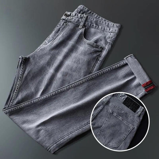 High Quality Men's Heavy Industry Washed Smoky Gray Jeans Men's Spring and Autumn Trousers