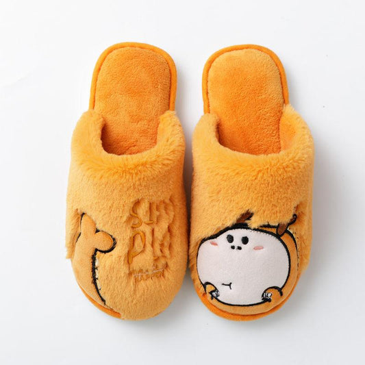 Autumn and Winter Warm Cotton Slippers Cute Pattern Flat Shoes Kitchen Bedroom Leisure Essential