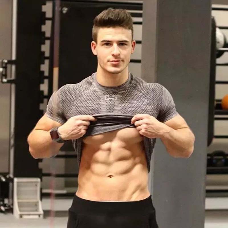 Men's Running Sports Training T-shirt High Elasticity Breathable Quick-drying Short-sleeved Round Neck Tights
