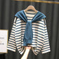 Striped Sweater Autumn Winter Shawl Loose Outer Wear Bottoming Shirt Ladies Sweater Pullover Top Knitted