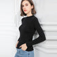 Pofulove Women Autumn Winter Black Half-high Collar Pullover Long Sleeve Bottoming Sweater Wear Slim