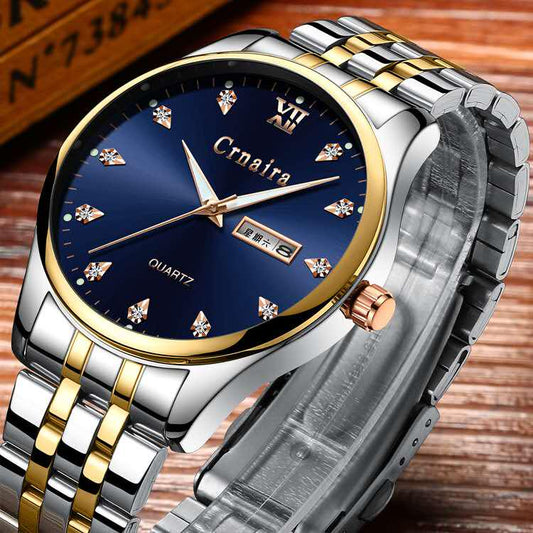 Watch Men Business Dial Watch Quartz Stainless Steel Strap Band Simple WristWatch Male Clock