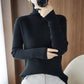 Autumn and Winter Turtleneck Sweater Women's Slim Slim Bottoming Shirt Vertical Pattern Large Size Long-sleeved Sweater