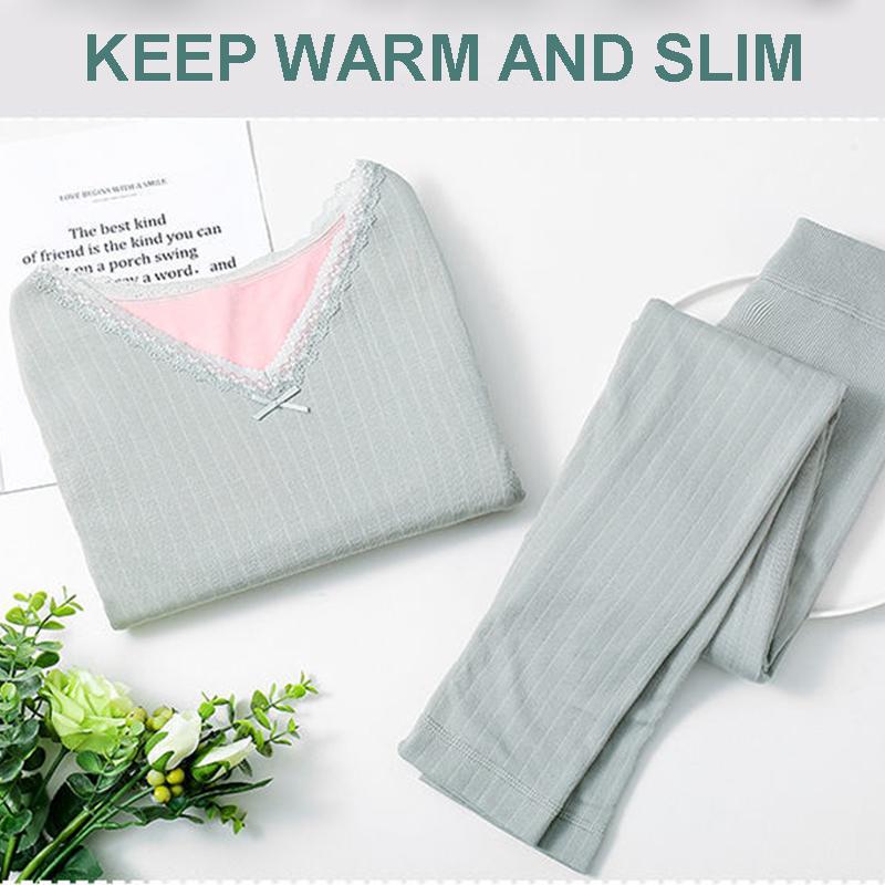 Thermal Underwear Thickening Plus Velvet Suit Ladies Beauty Lace Autumn Clothes Long Trousers Tight Bottoming Cotton Sweater Winter