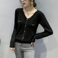 Long-sleeved V-neck Sweater Loose Thin Slim Slim Top All-match Fashion Base Sweater