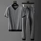 High-end Refreshing Short-sleeved Casual Short-sleeved Men's Summer Quick-drying Thin Ice Silk Sports Suit Men