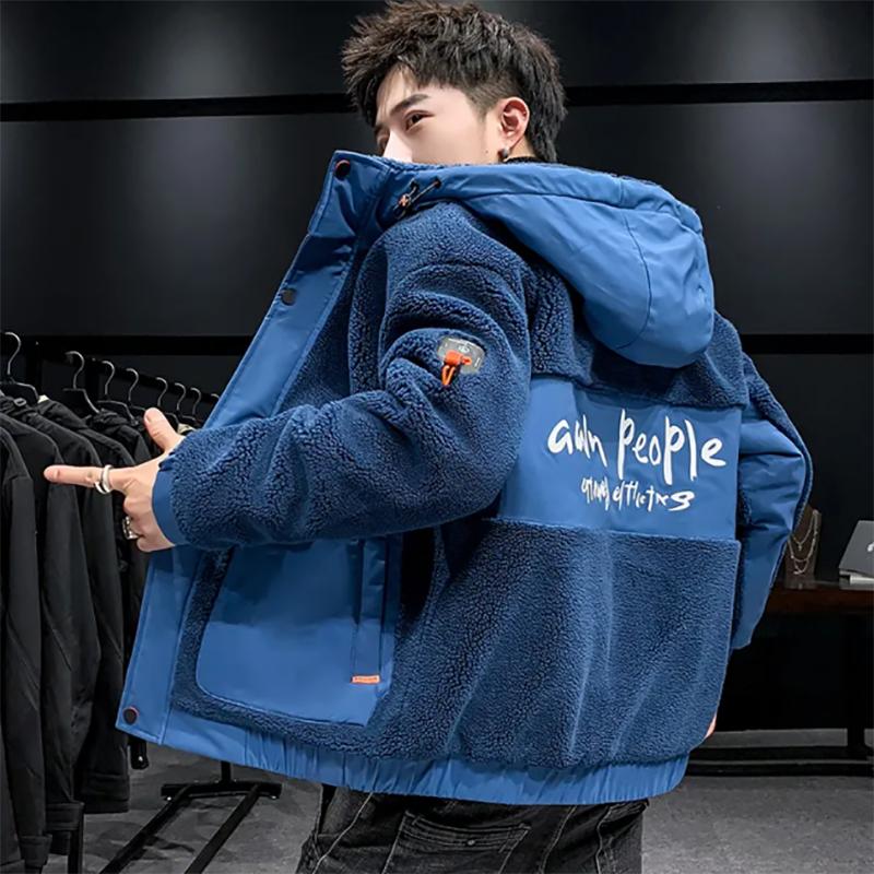 Men's Lamb Plush Jacket Winter Padded Coat Youth Jackets Trend All-match Loose Jacket