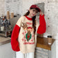 Christmas Sweater Women's Loose Color Matching Cartoon Printed Pullover Knitted Tops