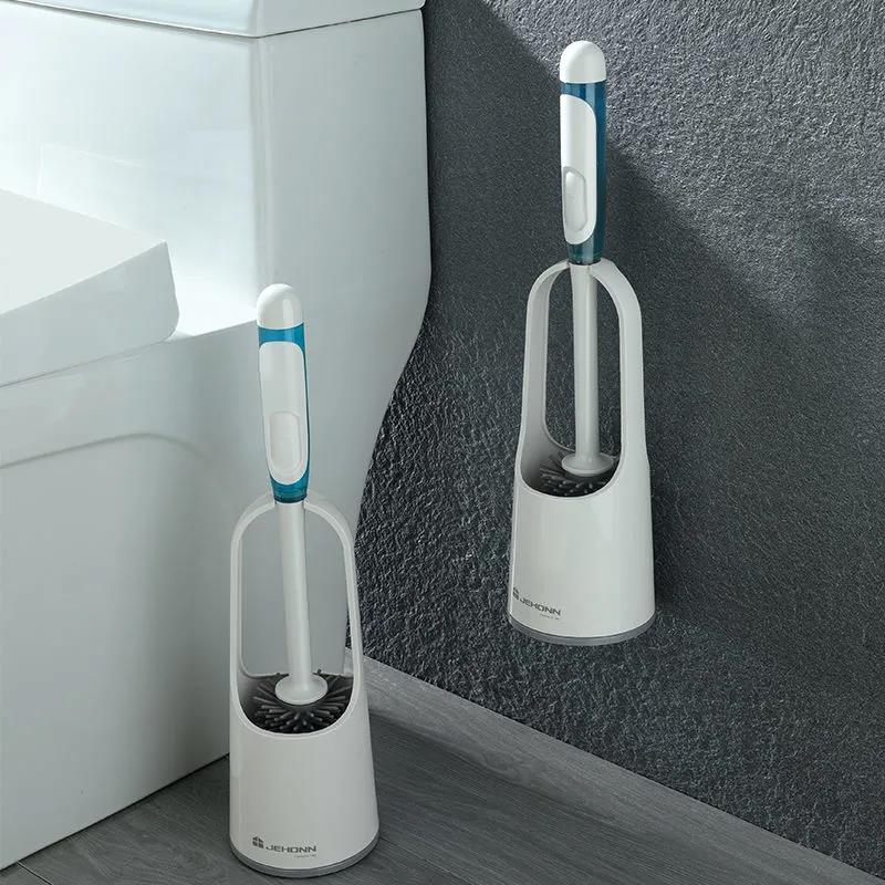 Silicone Toilet Brush with Cleaning Tube No Dead Corners Wash Toilet Set Household Floor Cleaning Bathroom Accessories