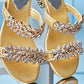 Summer Rhinestone Sandals and Slippers Women's Shoes Fashion Mid-heel Thick Heel Korean Style Hollow Heel Slippers Sandals
