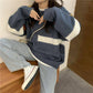 Pofulove Winter Korean Lazy Color-matching Sweater Female Loose Wild Mid-length Pullover Sweater