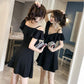 Sling Skirt Is Thin Temperament Sexy V-neck Strapless Dress Women's Summer Slim Short Dress Sexy V-neck Fabric Light and Breathable