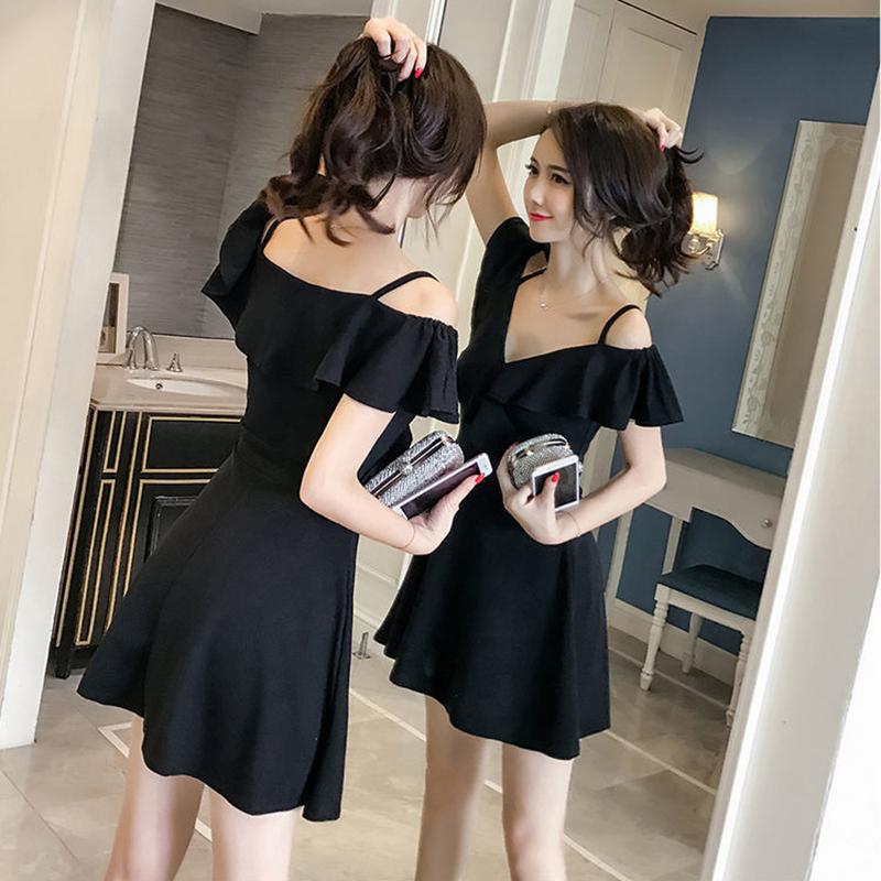 Sling Skirt Is Thin Temperament Sexy V-neck Strapless Dress Women's Summer Slim Short Dress Sexy V-neck Fabric Light and Breathable