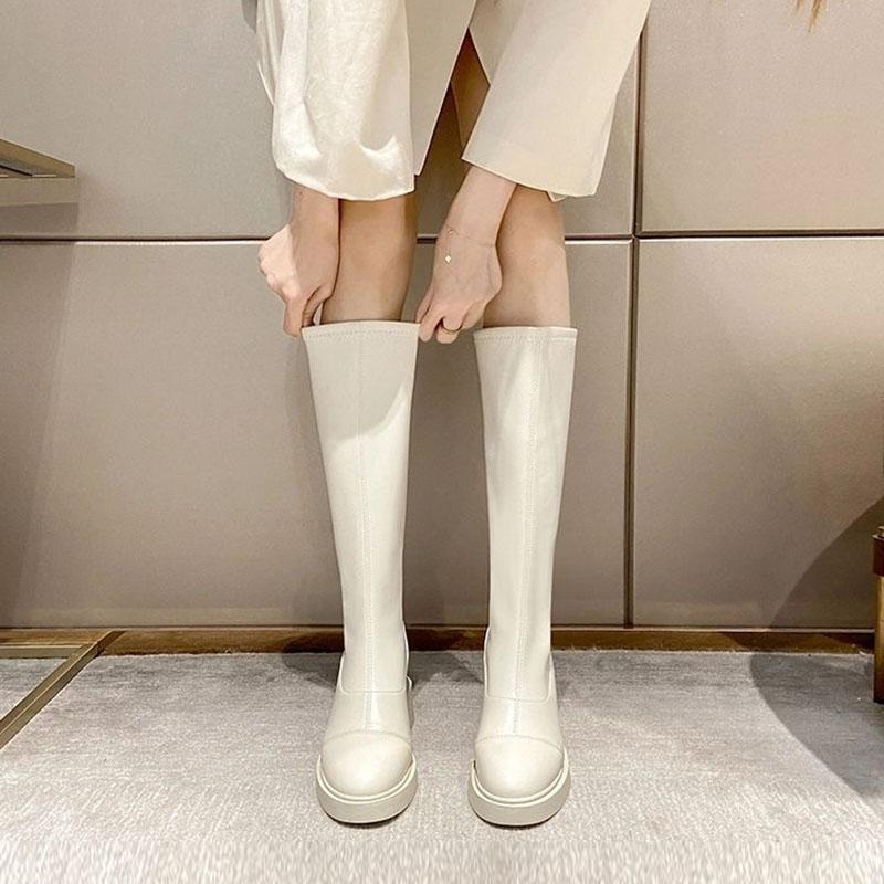 Chelsea Boots Increasing Long Boots Woman Leather Long Boots High Tube Knight Plus Velvet Boots Winter Boots Snow Boots