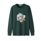Round neck loose large size men's clothing trend wild T-shirt long-sleeved men's cotton T-shirt