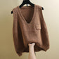 Spring and Autumn Sleeveless Waistcoat V-neck Knitted Vest Sweater Fashion Solid Color Women's Vest