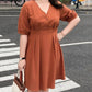 Solid Color Large Size L-XXXXXL Women's Summer Dress Short Sleeve V-Neck Above Knee