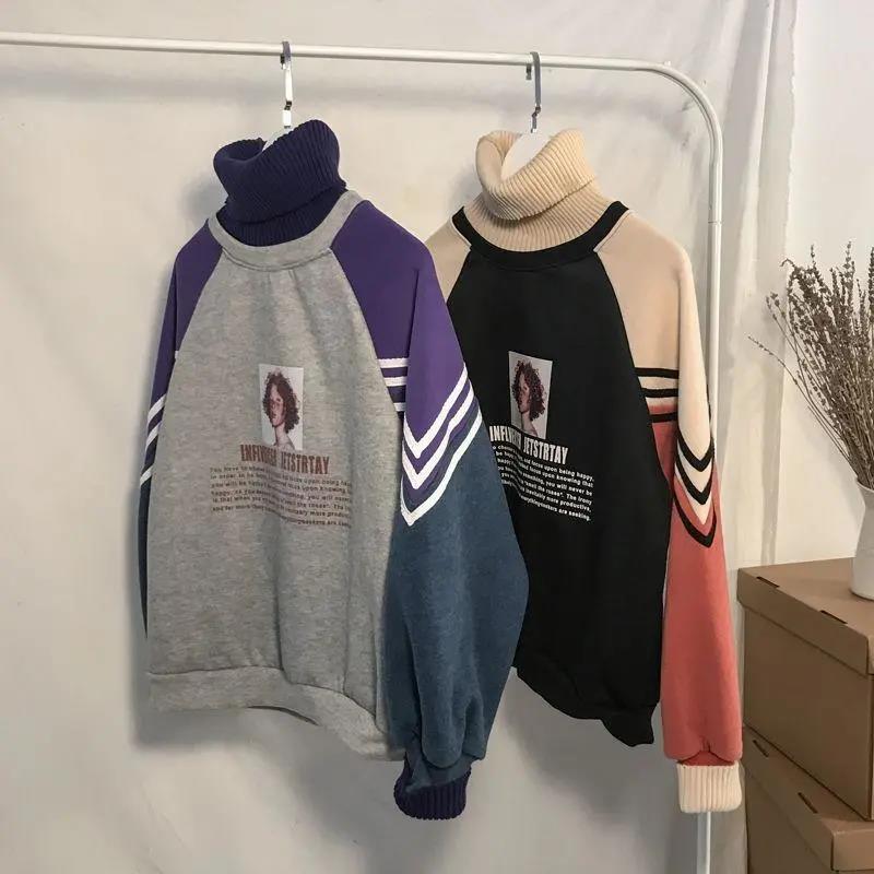 Men's Sweater Autumn and Winter Thickening Round Neck Pullover Sweater Tide Slim Warm Sweater Bottoming Shirt Youth Shirt