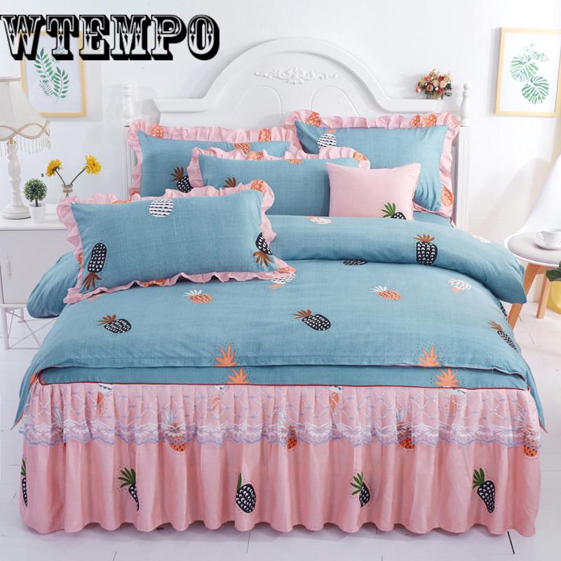 Home Supplies Kit Bedding Cotton Four-piece Winter Soft Solid Color Bed Dress Set
