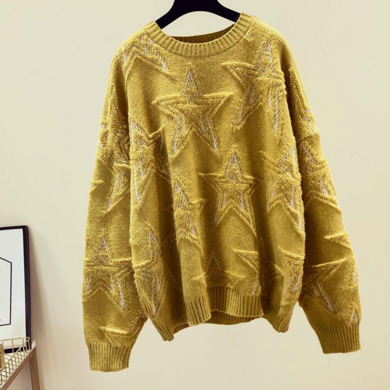 Loose Knitted Jacquard Sweater Autumn and Winter Round Neck Pullover Long Sleeved Sweater