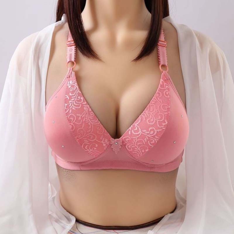 Middle-aged and Elderly Large Size Thin Section Gather Breathable Bra Without Steel Ring Cotton Soft Adjustable Sexy Fashion Underwear