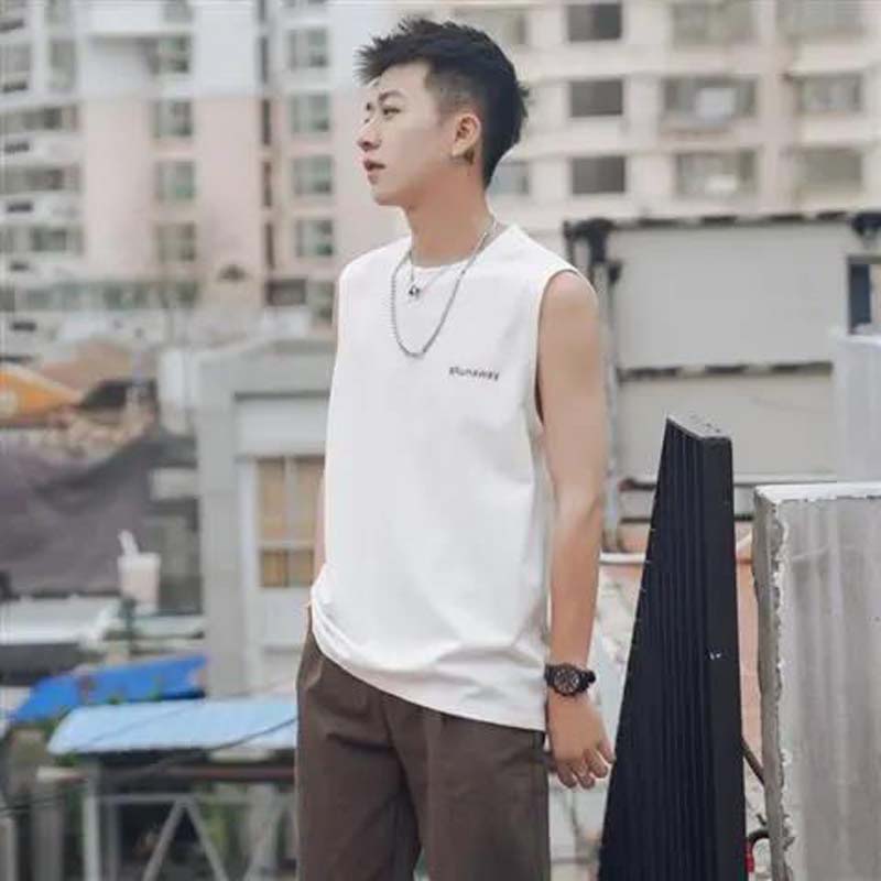 Summer Loose Waistcoat Vest Men's Sleeveless T-shirt Thin Sports Boys Tops