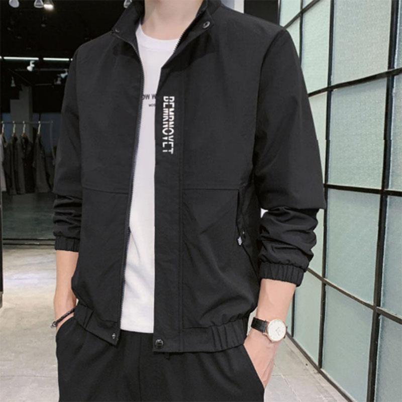 Spring and Autumn Jacket Men's Solid Color Trend Casual Loose Stand Collar Men's Sport Jacket Top Clothes Spring Clothes