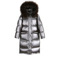 Bright Face Down Padded Jacket Women Winter Big Fur Collar Padded Jacket Women Mid-length Over The Knee Thick Coat
