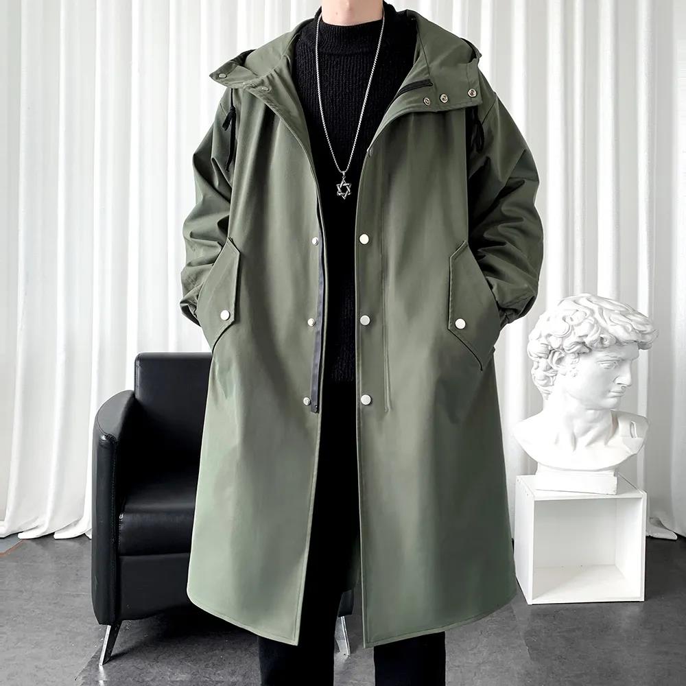 Mid-length Hoodie Men's Knee-length Coat Wind Jacket Youth Thickening Party All-match Men's Clothing