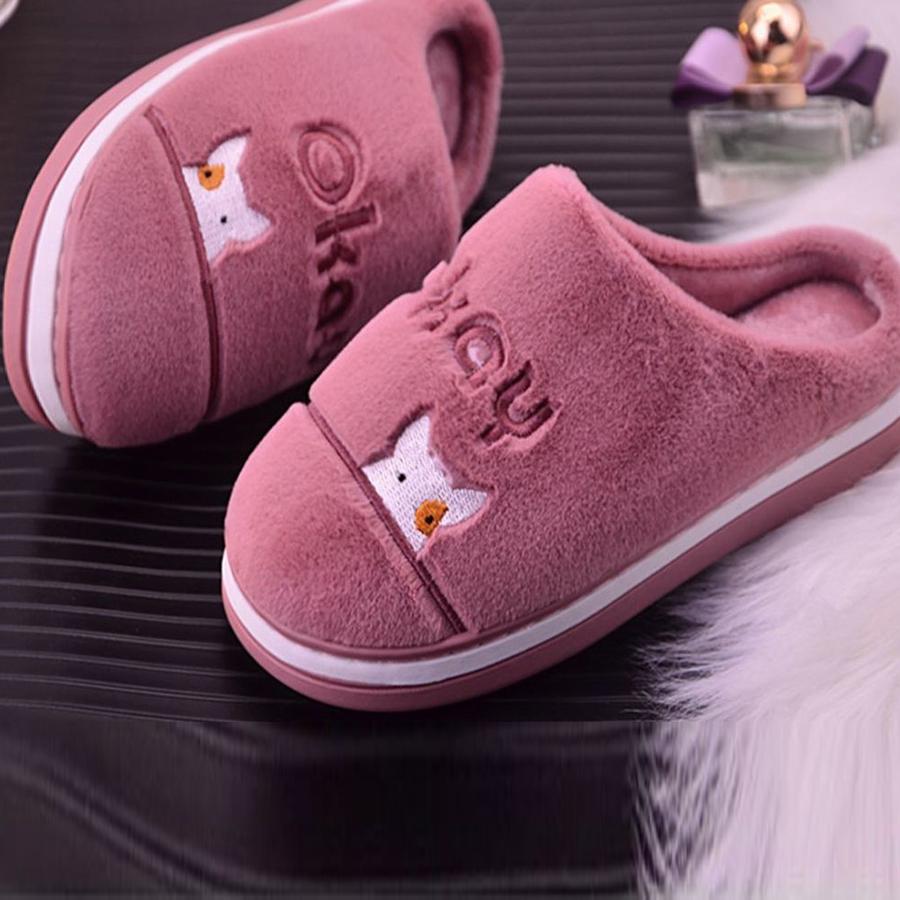 Winter Home Warm Indoor Cotton Slippers Couple Thick Non-slip Slippers