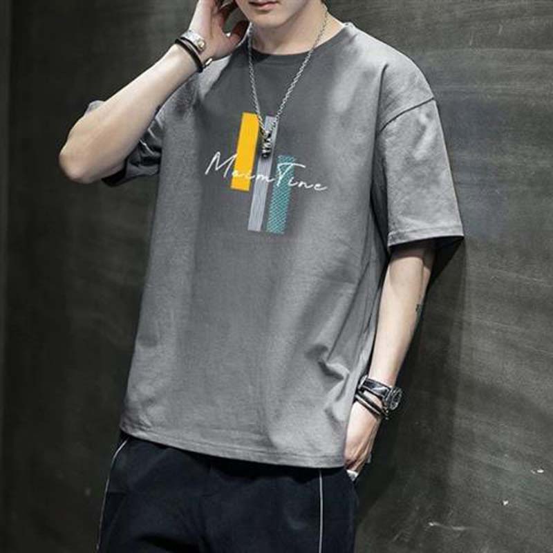 Men's Short-sleeved T-shirt Loose Large Size Printing Chic Simple All-match Top