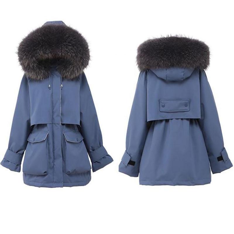 Winter Women's Cotton Jacket Jacket Mid-length Large Fur Collar Plus Down Jacket Thickening Plus Velvet Jacket