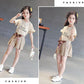 2PCS Children Clothing Set Spring Summer Solid Color Girls Suits Printing Short Sleeve Tops + Short Clothing Set