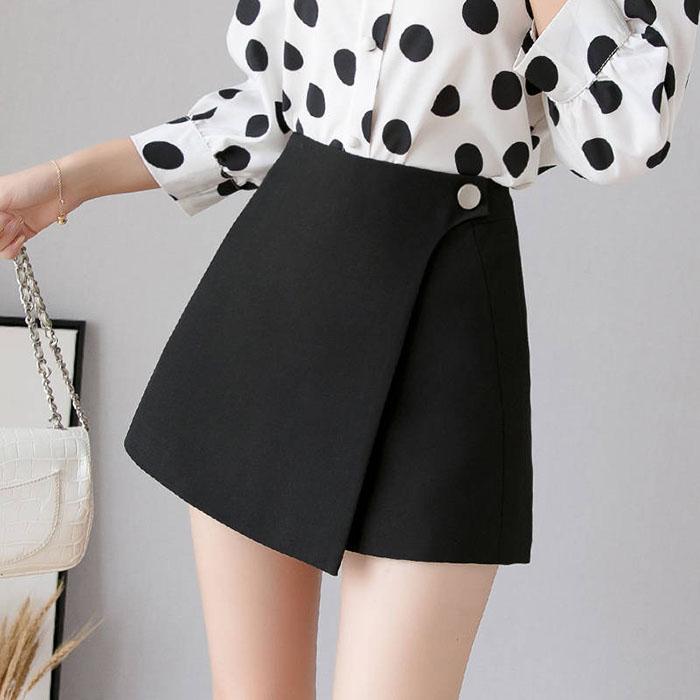 Pofulove Women High Waist Chiffon Wide Leg Shorts Skirt Students Casual Thin Suit Pants A-line Pants