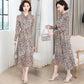 Fashion Chiffon Printed Large Size Long Skirt Spring and Autumn Floral Long-sleeved Dress Women