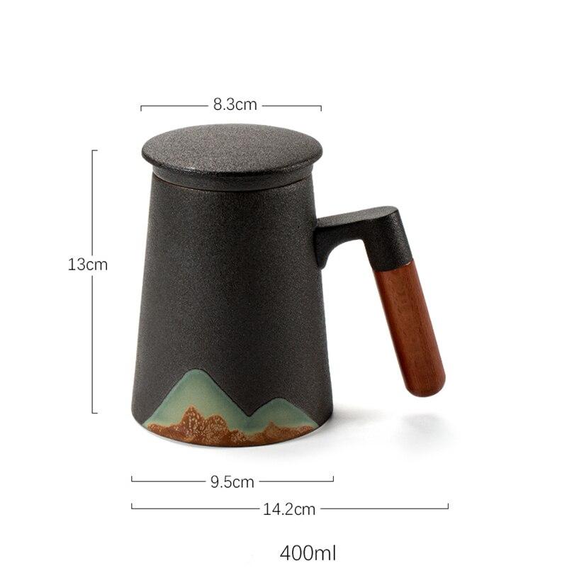 Mountain Design Ceramic Tea Mugs with Filter Ceramic Coffee Cup Chinese Tea Cup 400ml