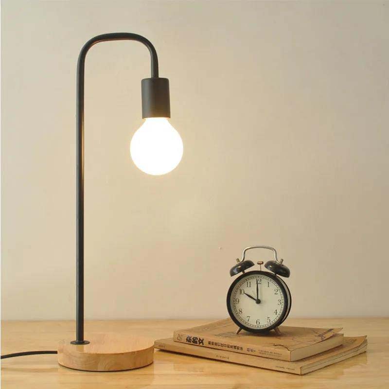 Simple and Creative Log Work and Study Small Table Lamp Modern Literary Personality Bedroom Bedside Lamp