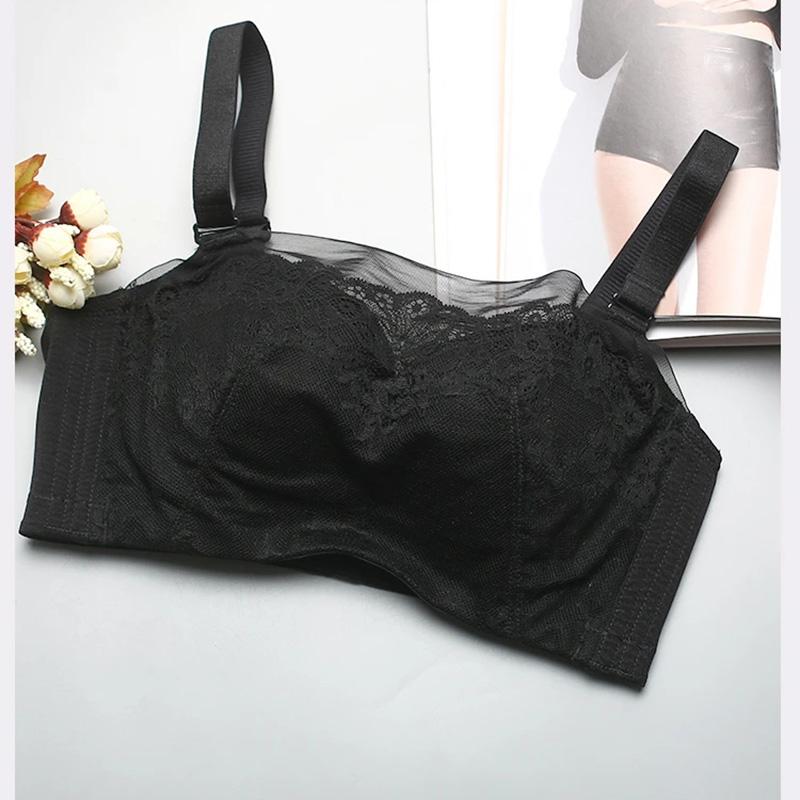Women's Tube top style no steel ring bra Thick padded bra mold cup gathers sexy lace for flat chest underwear ladies adjustable comfortable brassiere